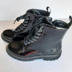 Dunes Women's Cannon Lace Up Black Patent Boots Size 11M